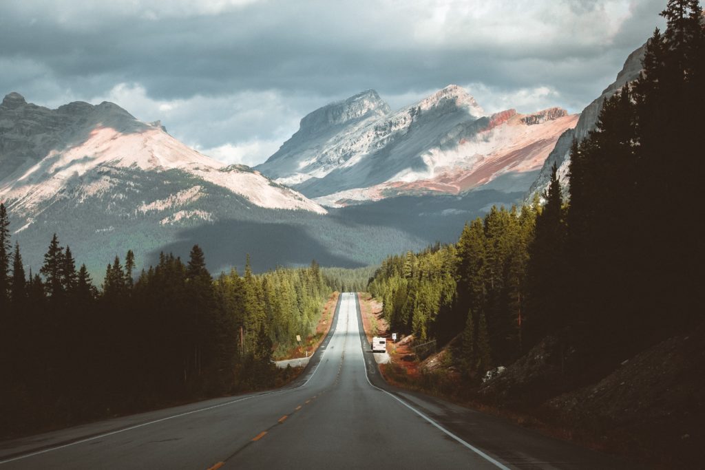 Alberta highway through mountains